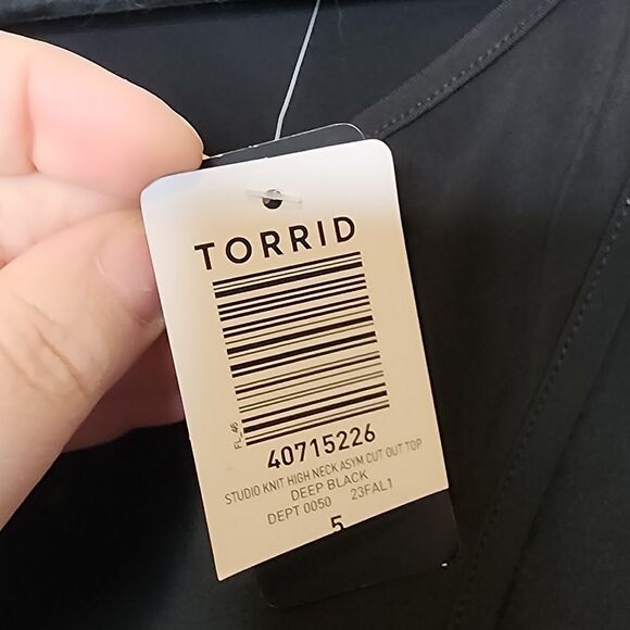 5X 28W Torrid Black Studio Knit High Neck Asymmetrical Cut Out Tank Classic NWT - Picture 7 of 9